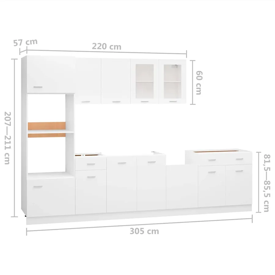 Ensemble de 7 meubles de cuisine "Lyon" en bois d'ingénierie blanc - 9