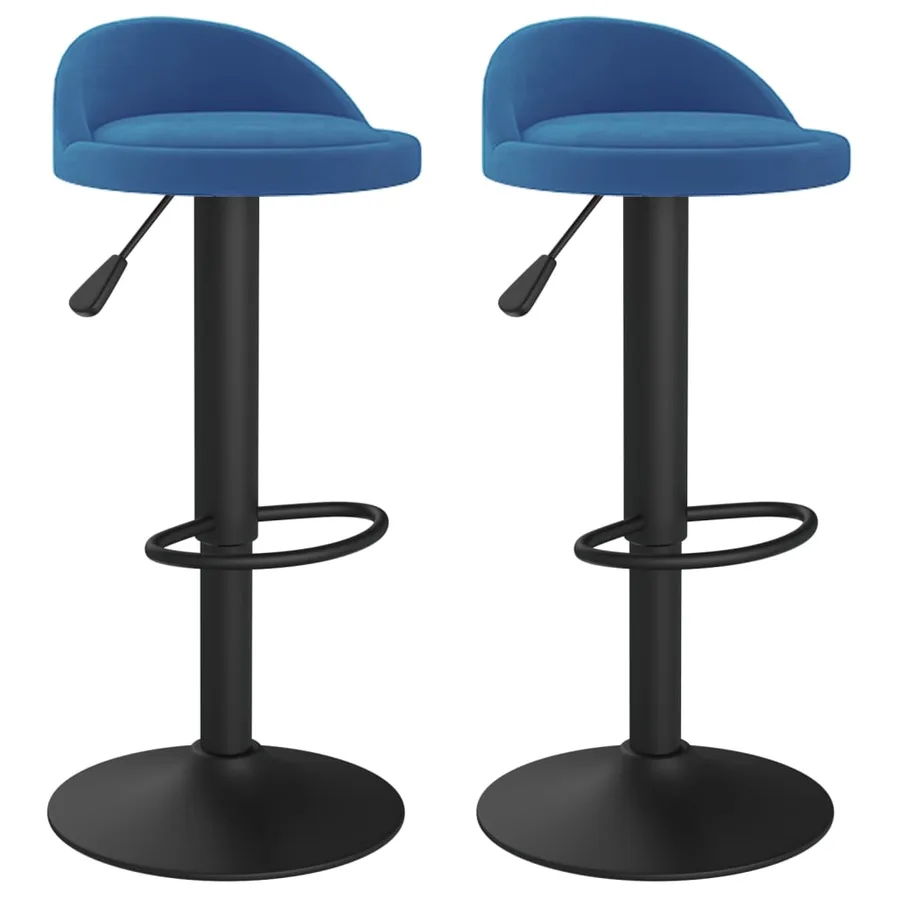 Tabourets de bar lot de 2 bleu velours - 2
