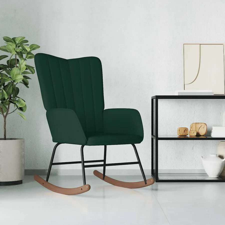 Chaise à bascule Vert foncé Velours