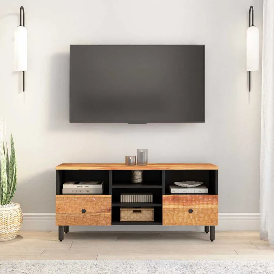 Meuble TV 100x33x46 cm bois d'acacia solide - 3