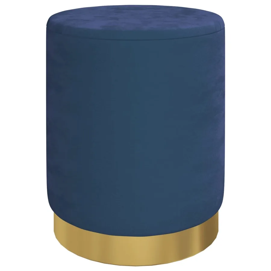 Tabouret de rangement rond Bleu Velours 31 x 37 cm - 2