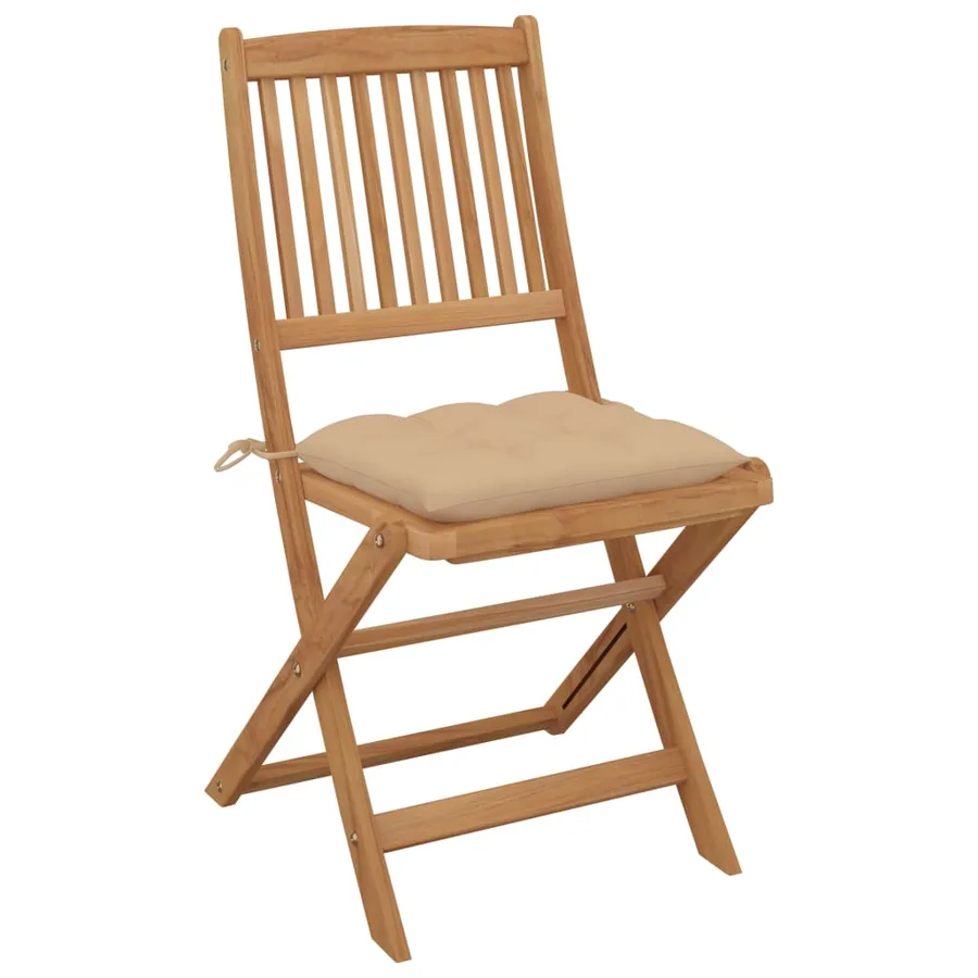 Chaises pliables de jardin lot de 6 avec coussins Bois d'acacia - 3