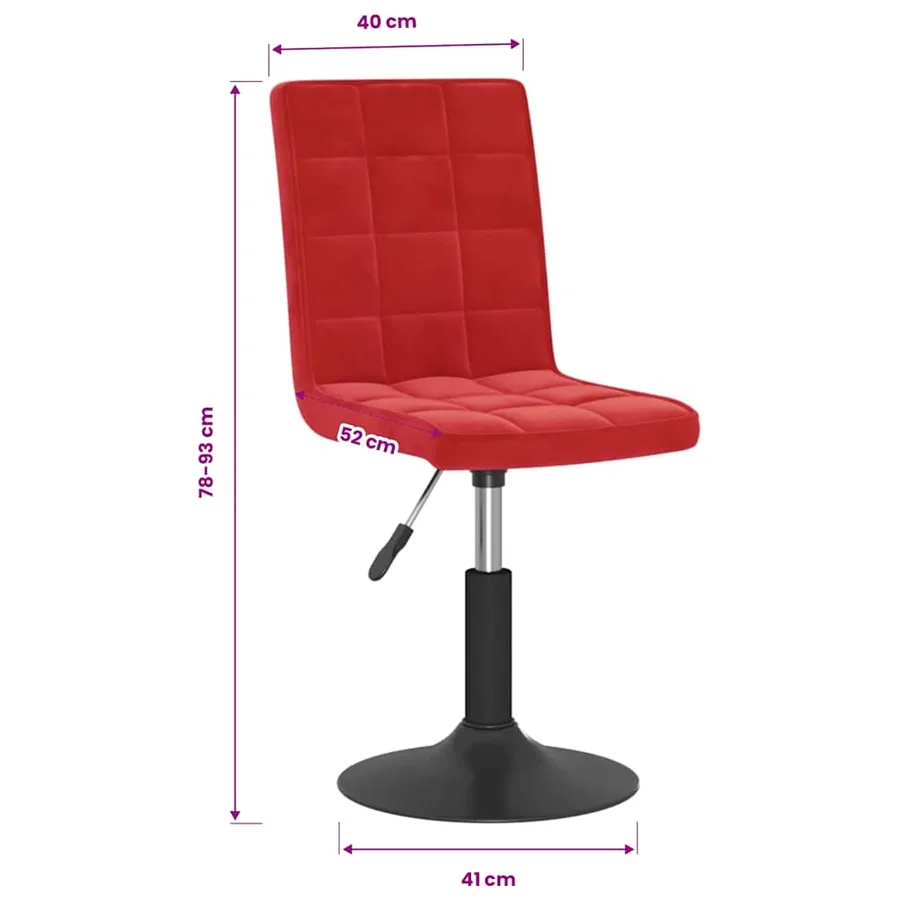 Chaises à manger pivotantes lot de 4 rouge bordeaux velours - 10