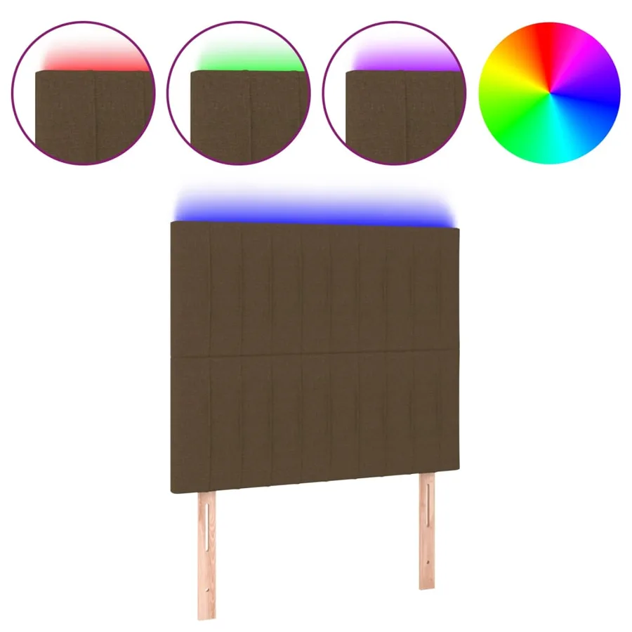 Tête de lit à LED Marron foncé 90x5x118/128 cm Tissu - 2