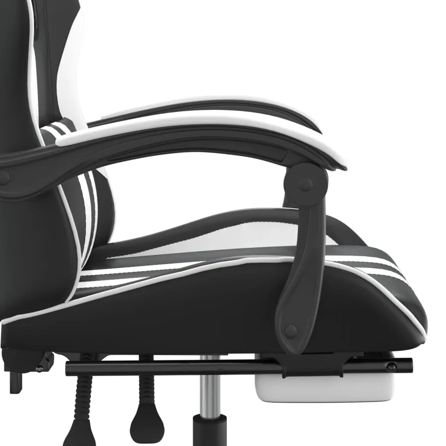Chaise de jeu avec repose-pied Noir et blanc Similicuir - 11