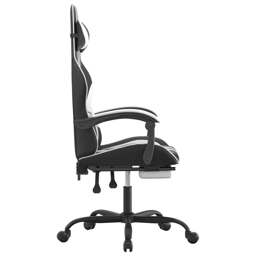 Chaise de jeu avec repose-pied Noir et blanc Similicuir - 4