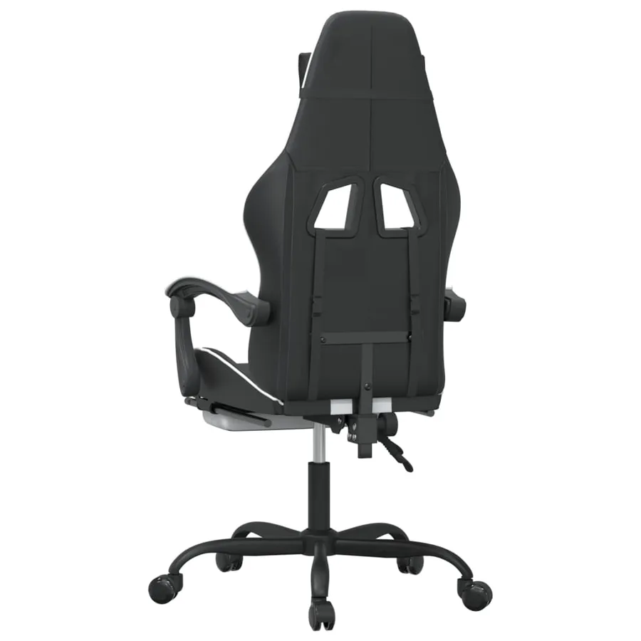 Chaise de jeu avec repose-pied Noir et blanc Similicuir - 5
