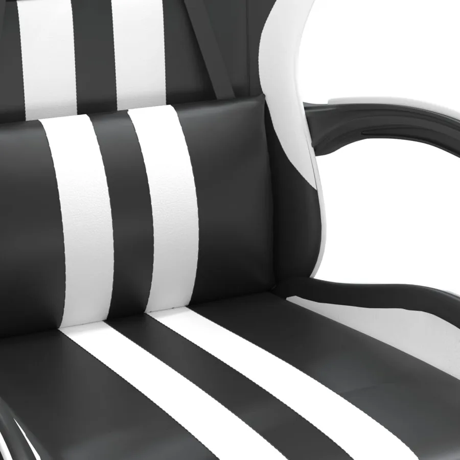 Chaise de jeu avec repose-pied Noir et blanc Similicuir - 9