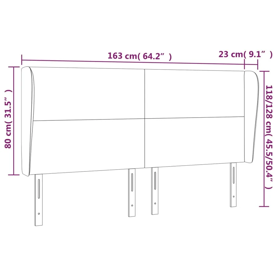 Tête de lit avec oreilles Crème 163x23x118/128 cm Similicuir - 9