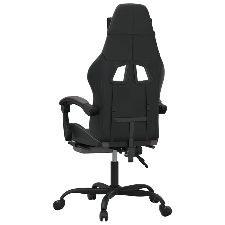 Chaise de jeu pivotante et repose-pied Noir et gris Similicuir - 5