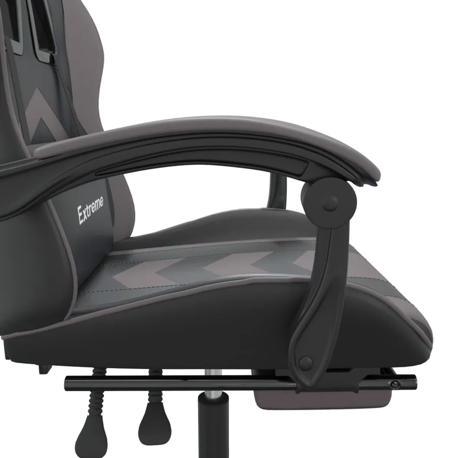 Chaise de jeu pivotante et repose-pied Noir et gris Similicuir - 8