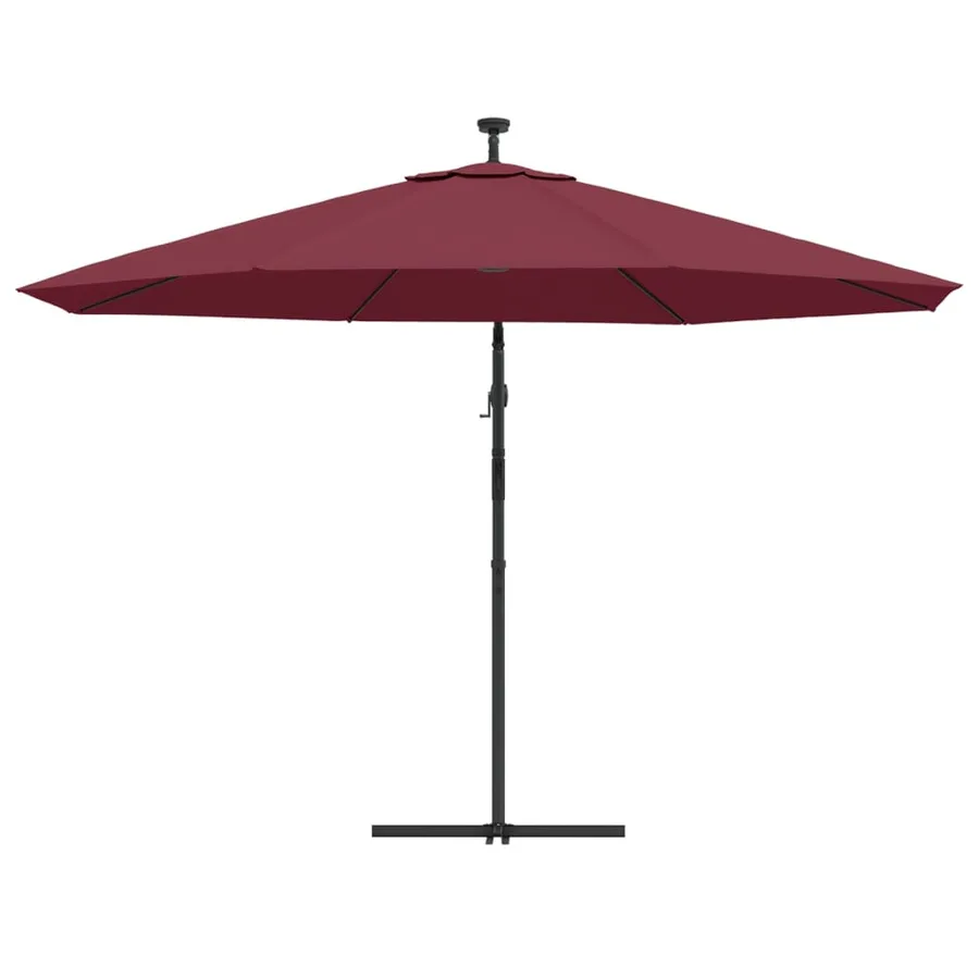 Parasol de jardin en porte-à-faux lumières LED rouge bordeaux - 7