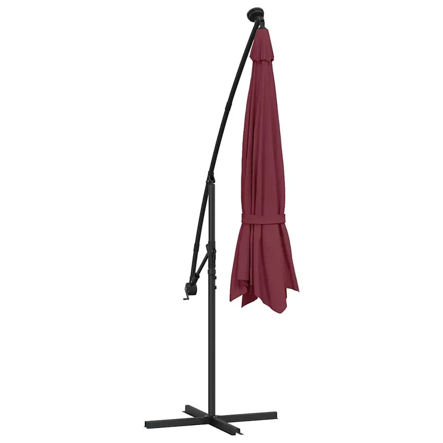 Parasol de jardin en porte-à-faux lumières LED rouge bordeaux - 8