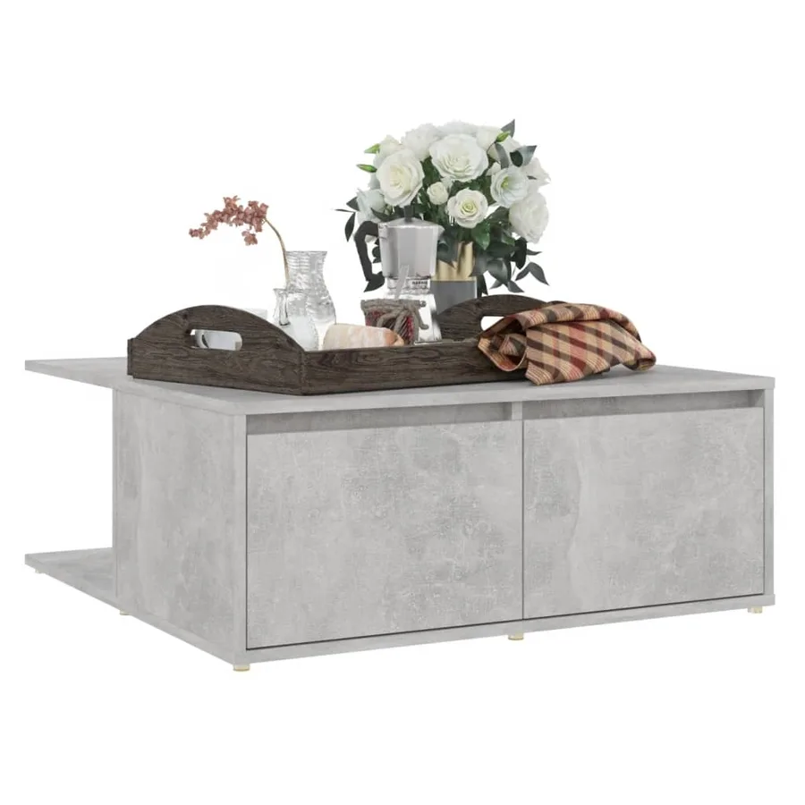 Table basse gris béton 80x80x31 cm bois d'ingénierie - 3