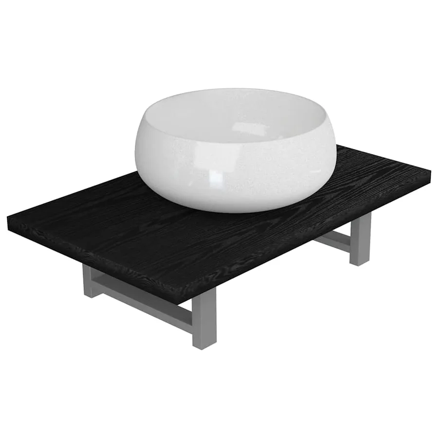 Meuble de salle de bain en deux pièces Céramique Noir - 2