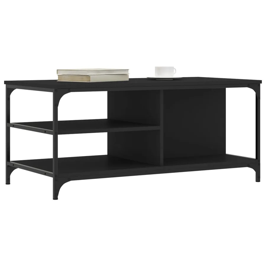 Table basse Noir 100x50x45 cm Bois d'ingénierie - 3