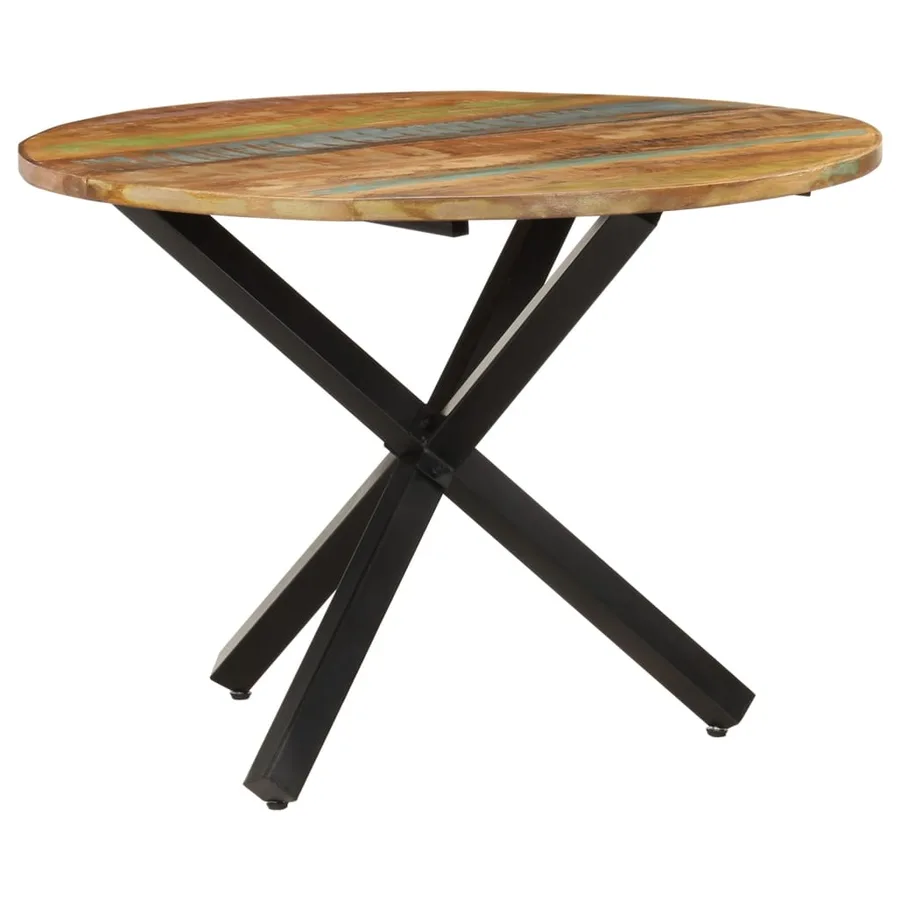 Table à dîner ronde 100x100x75 cm Bois de récupération massif - 10