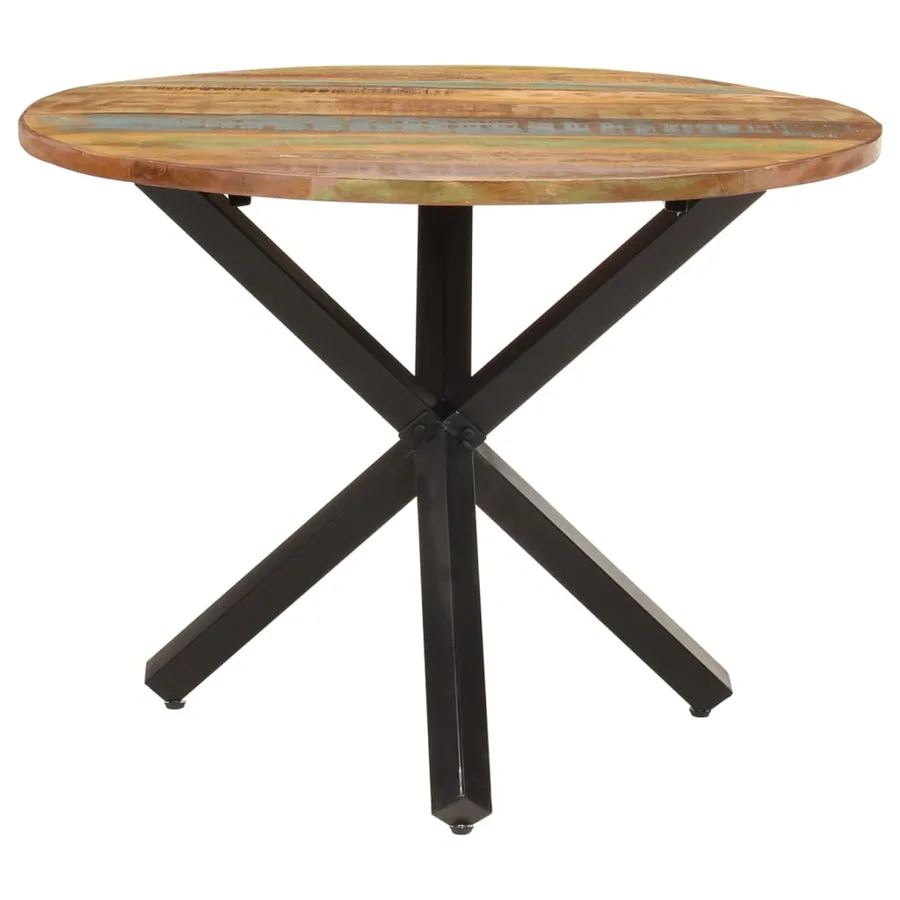 Table à dîner ronde 100x100x75 cm Bois de récupération massif - 2