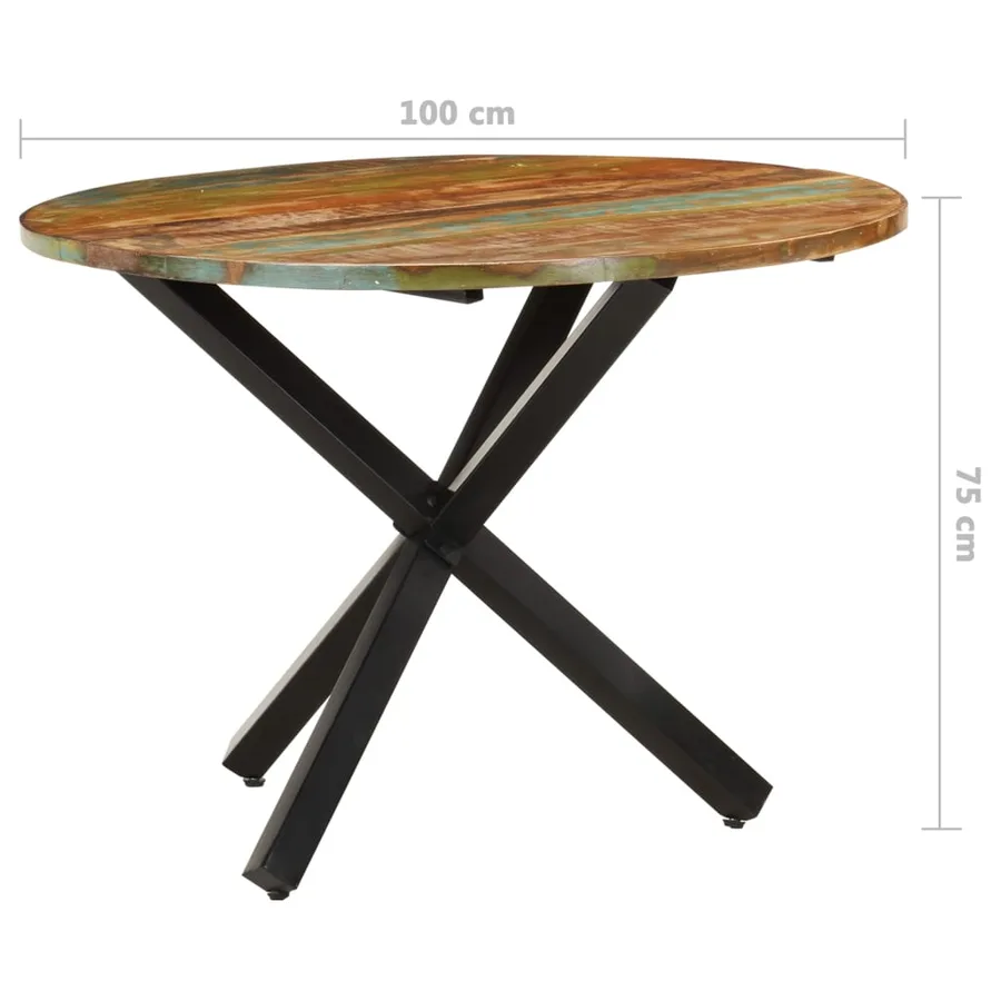 Table à dîner ronde 100x100x75 cm Bois de récupération massif - 6