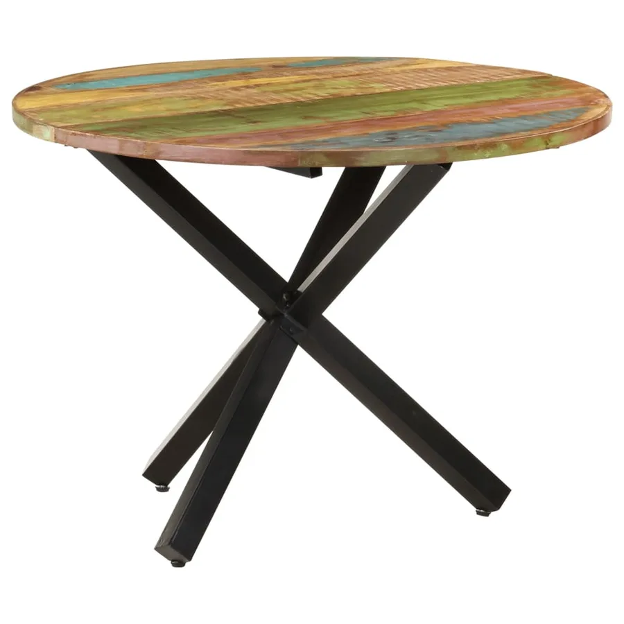 Table à dîner ronde 100x100x75 cm Bois de récupération massif - 9