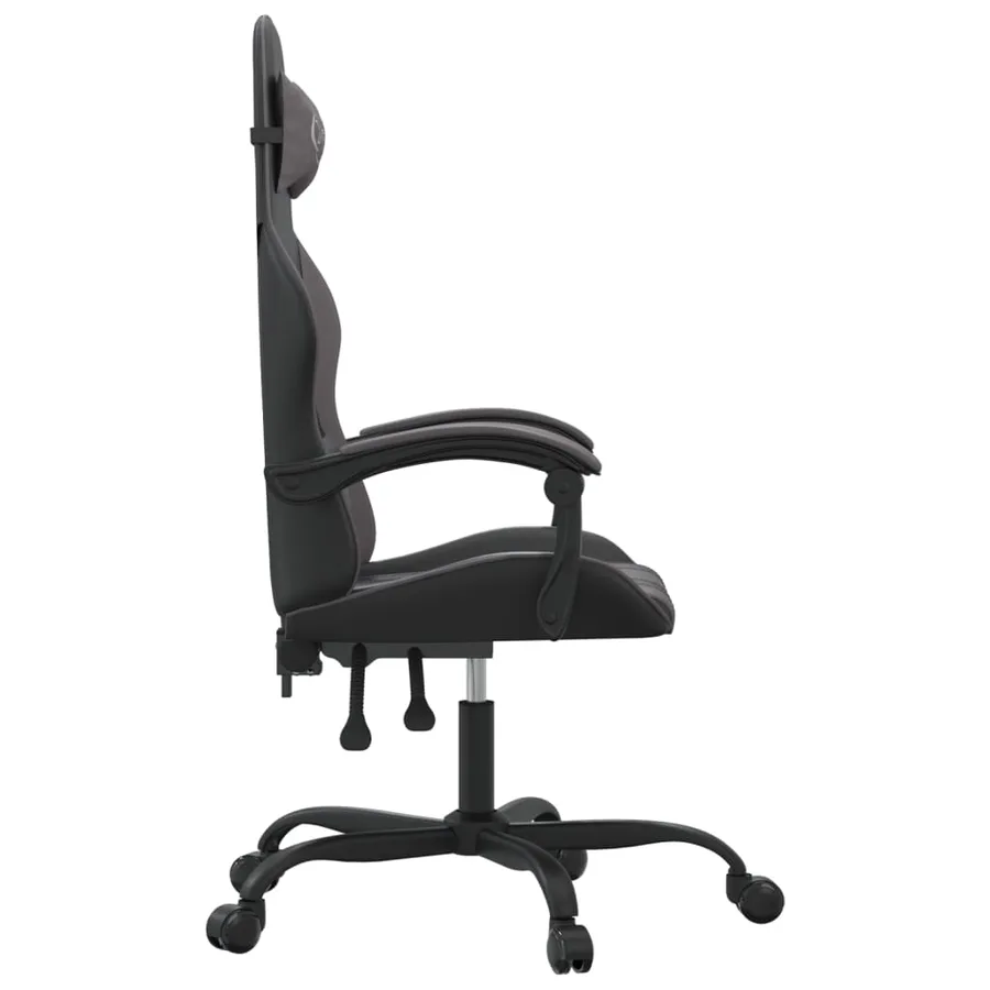 Chaise de jeu pivotante Noir et gris Similicuir - 4
