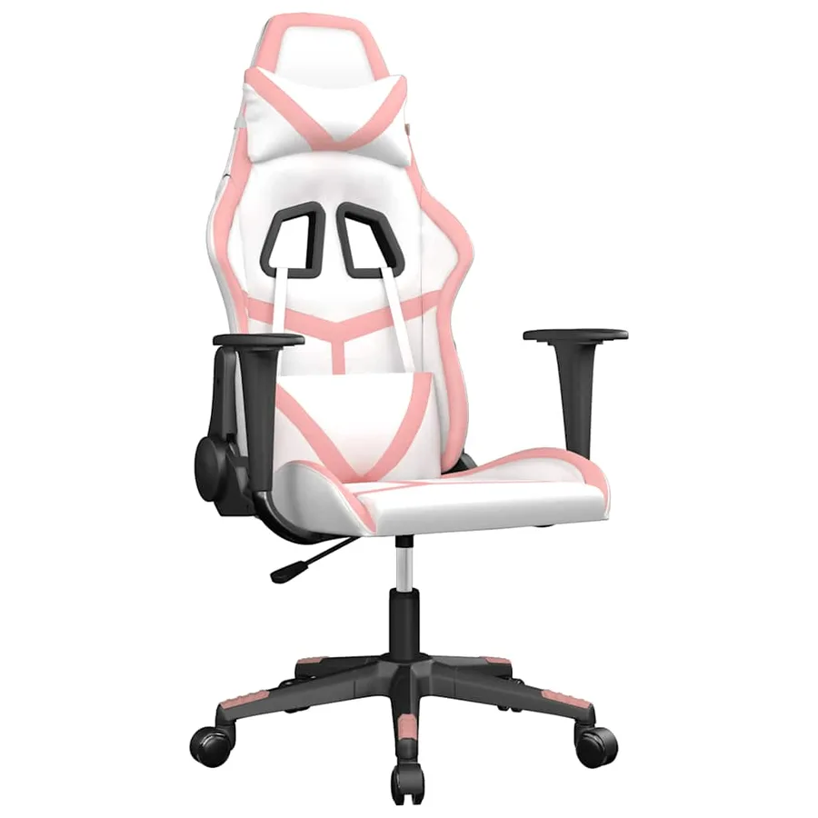 Chaise de jeu de massage Blanc et rose Similicuir - 2