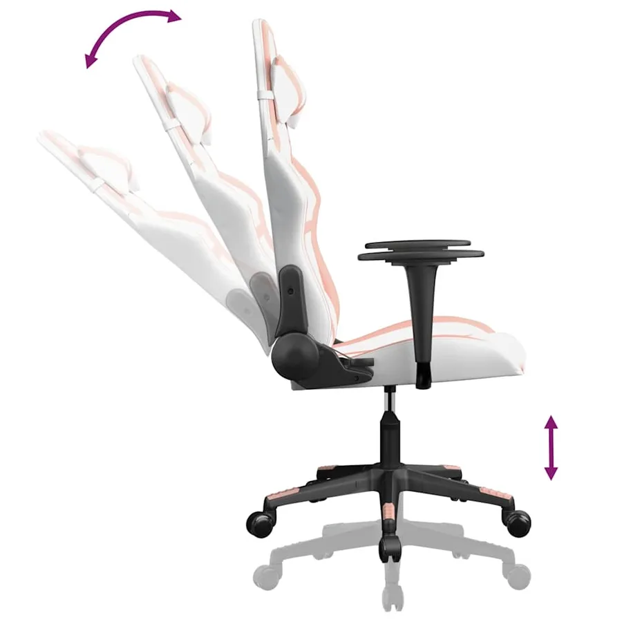 Chaise de jeu de massage Blanc et rose Similicuir - 5