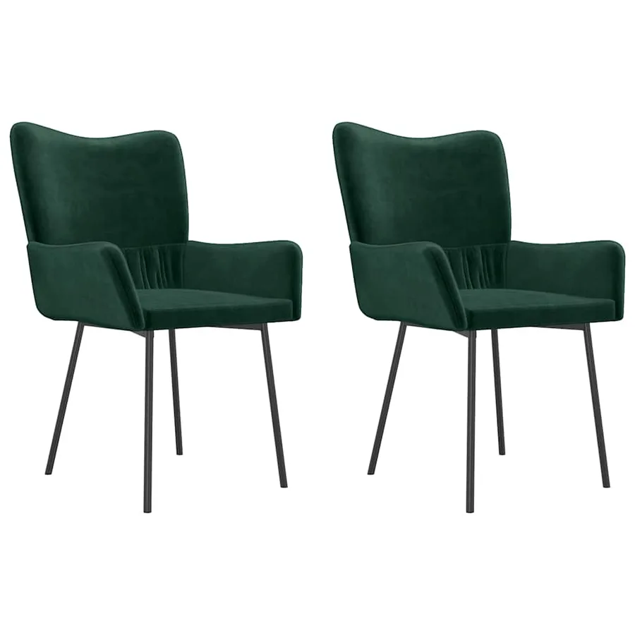 Chaises à manger lot de 2 Vert foncé Velours - 2