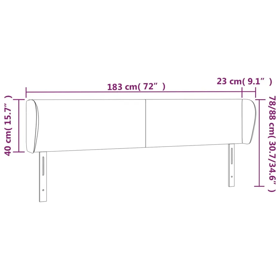 Tête de lit avec oreilles Marron foncé 183x23x78/88 cm Tissu - 9