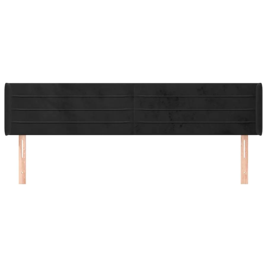 Tête de lit avec oreilles Noir 203x16x78/88 cm Velours - 3