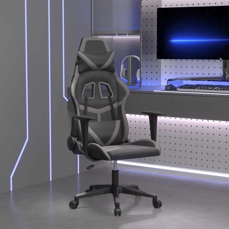 Chaise de jeu Noir et gris Similicuir