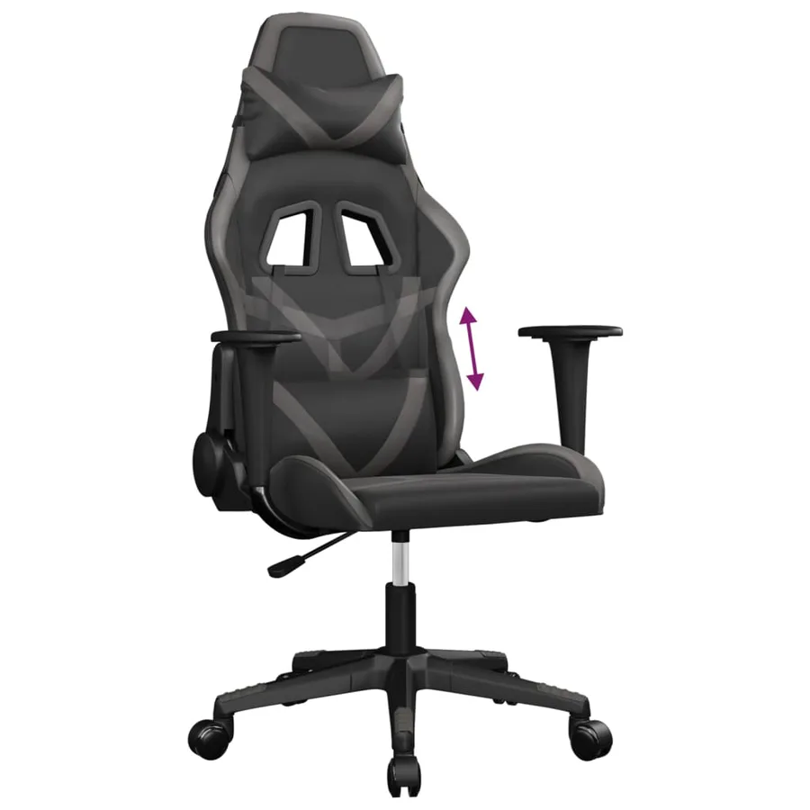 Chaise de jeu Noir et gris Similicuir - 7