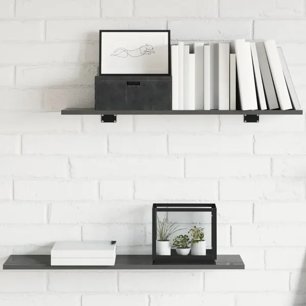Panneaux bibliothèque 8 pcs Gris brillant 80x20x1,5cm Aggloméré