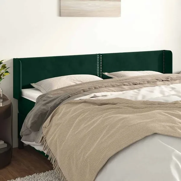 Tête de lit avec oreilles Vert foncé 183x16x78/88 cm Velours