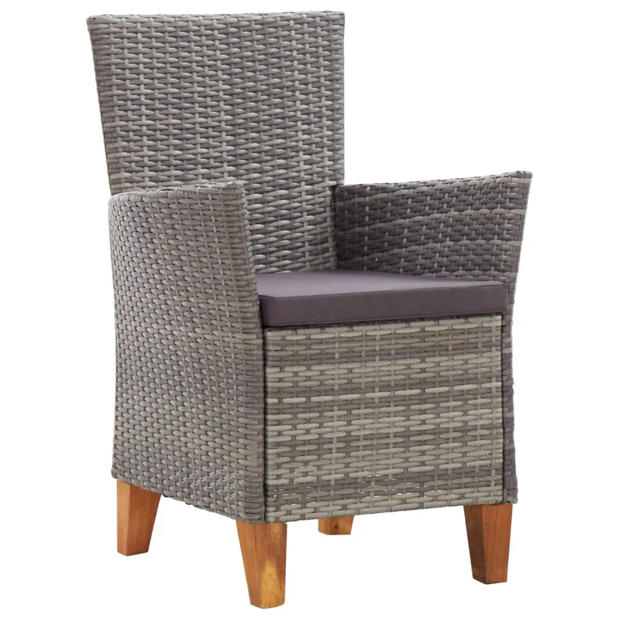 Chaises de jardin lot de 2 avec coussins Résine tressée Gris - 2