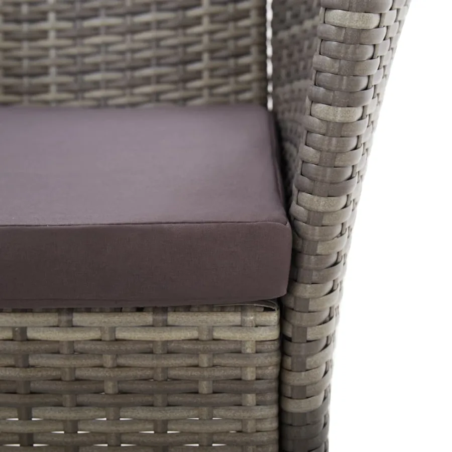 Chaises de jardin lot de 2 avec coussins Résine tressée Gris - 6