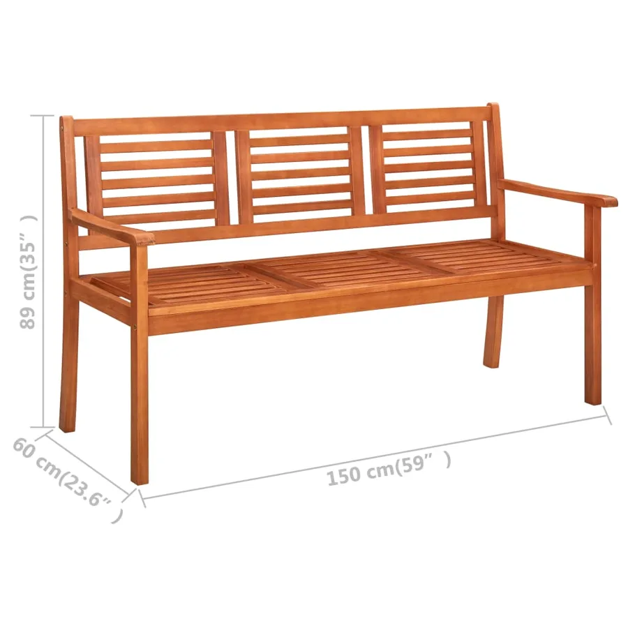 Banc de jardin 3 places avec coussin 150 cm Bois d'eucalyptus - 11