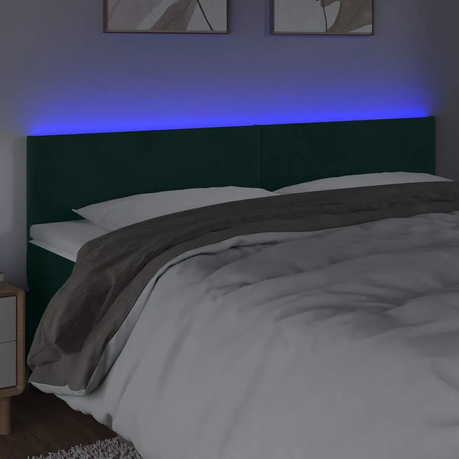 Tête de lit à LED Vert foncé 180x5x78/88 cm Velours - 3