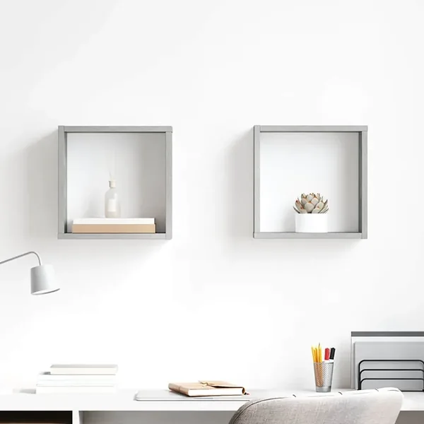 Étagères cube murales 2 pcs Gris béton 30x15x30 cm