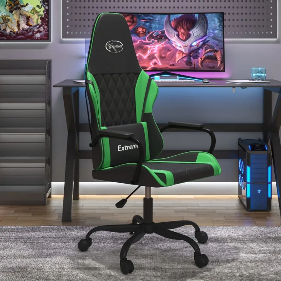 Chaise de jeu Noir et vert Similicuir