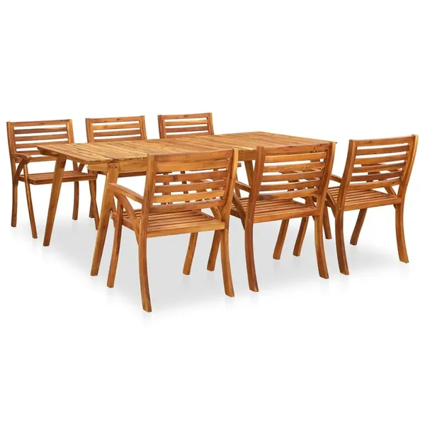 Ensemble de salle à manger de jardin 7 pièces 201,5 x 100 cm en bois d'acacia massif