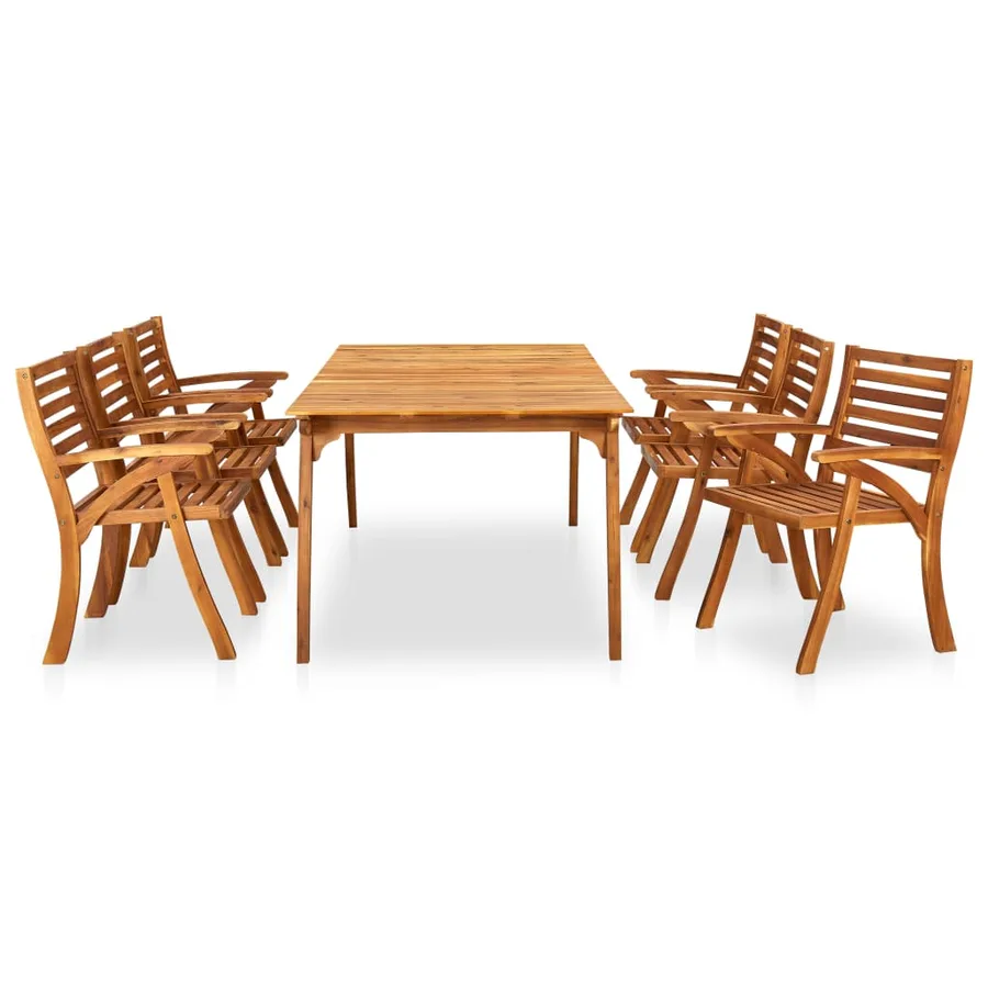 Ensemble de salle à manger de jardin 7 pièces 201,5 x 100 cm en bois d'acacia massif - 2