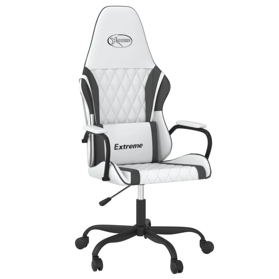 Chaise de jeu de massage Blanc et noir Similicuir - 2