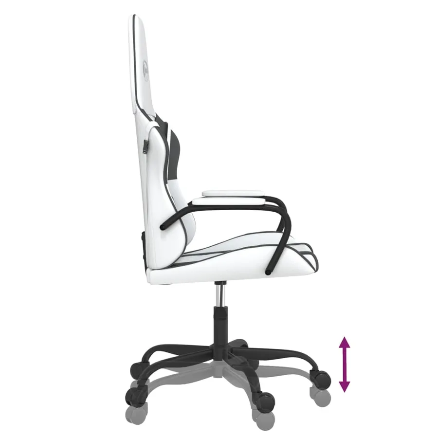 Chaise de jeu de massage Blanc et noir Similicuir - 6