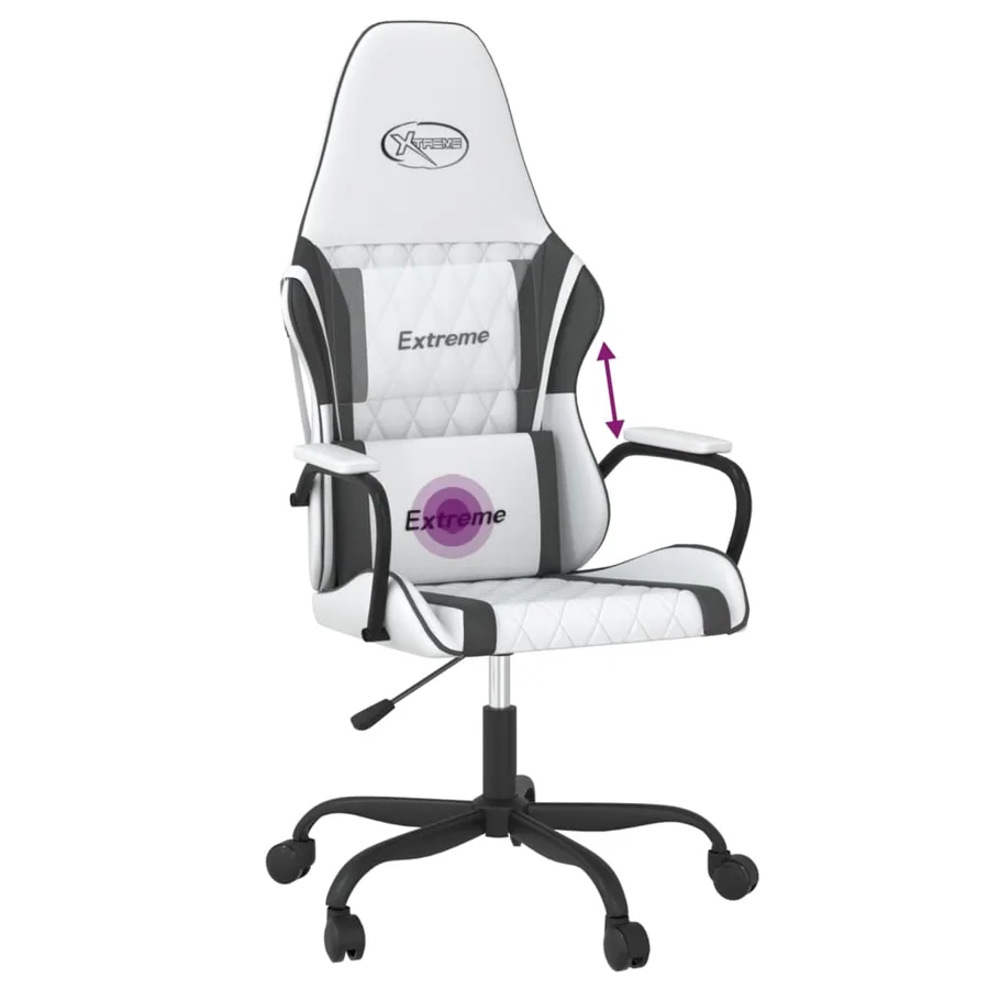 Chaise de jeu de massage Blanc et noir Similicuir - 7