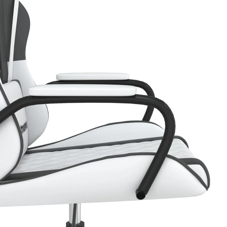 Chaise de jeu de massage Blanc et noir Similicuir - 8