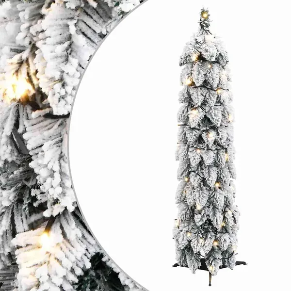 Sapin de Noël artificiel pré-éclairé avec 45 LED/neige floquée