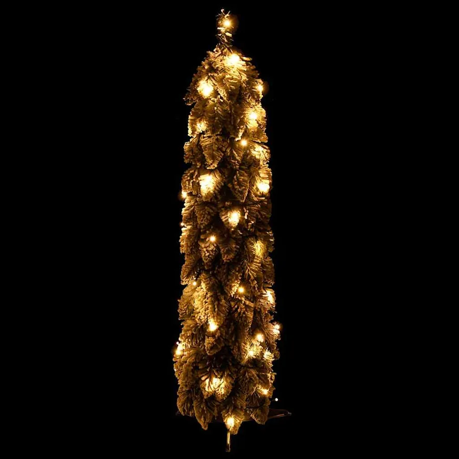 Sapin de Noël artificiel pré-éclairé avec 45 LED/neige floquée - 2