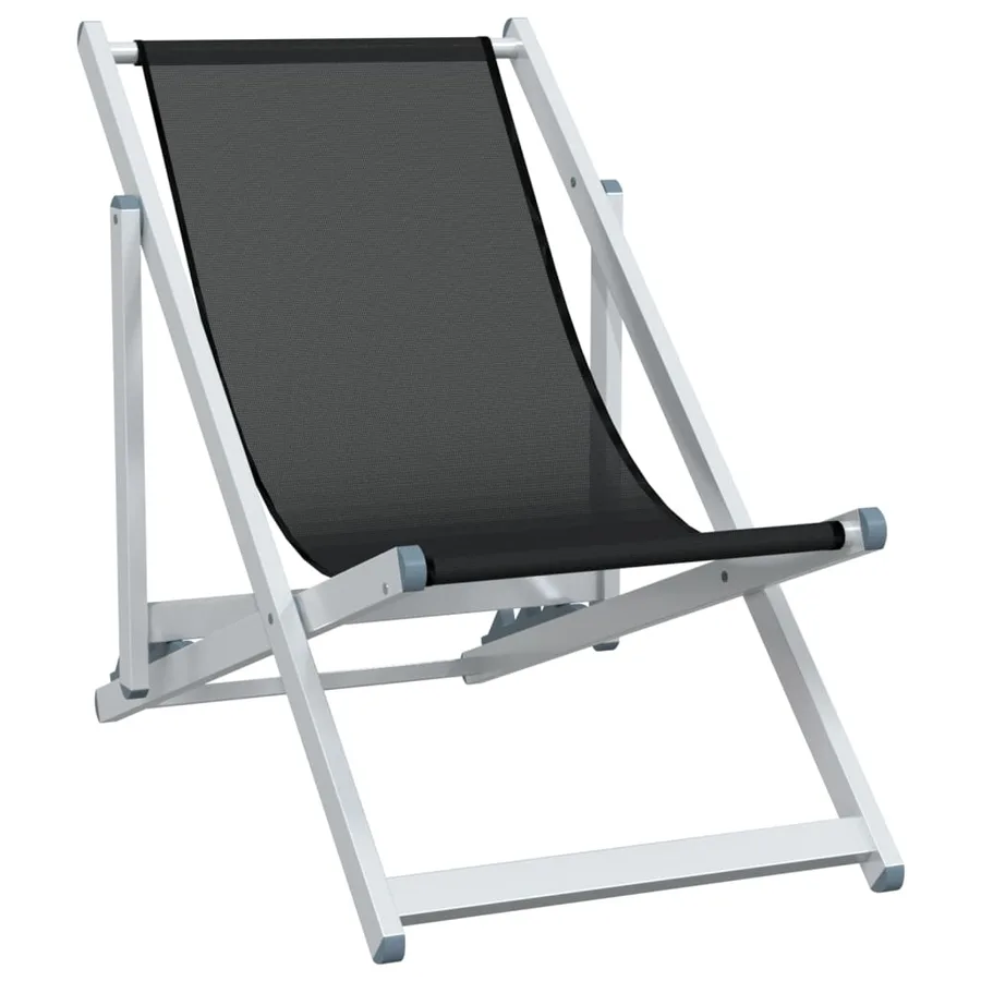 Chaises de plage pliantes lot de 2 noir aluminium et textilène - 3