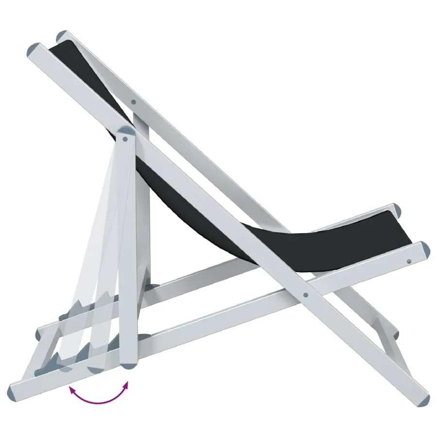 Chaises de plage pliantes lot de 2 noir aluminium et textilène - 7